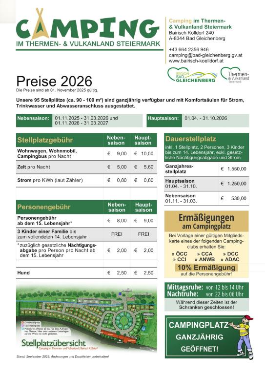 Preiseliste 2026 zum Downloaden